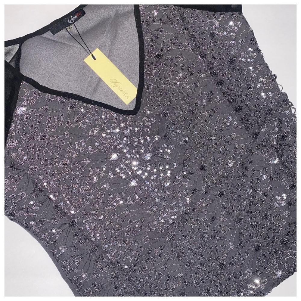 SugarLips Holiday Sequins Short Sleeve Top - Picture 2 of 5